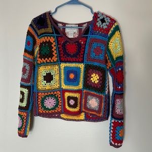 Patchwork Crotchet Top Sz S